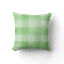 Spring Green Waterverf Gingham Plaid Sierkussen