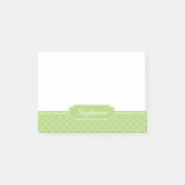 Spring Green White Quatrefoil Monogram Post-it® Notes (Voorkant)