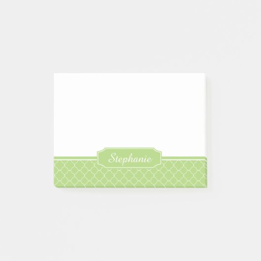 Spring Green White Quatrefoil Monogram Post-it® Notes (Voorkant)