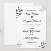 Spring Greenery Wedding Uitnodiging (Voorkant / Achterkant)