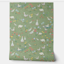 Spring greens eendenvijver Tissue Paper Behang