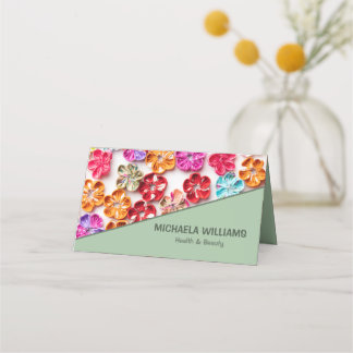 Spring Handmade sewn fabric Flowers Multicolor Afsprakenkaart