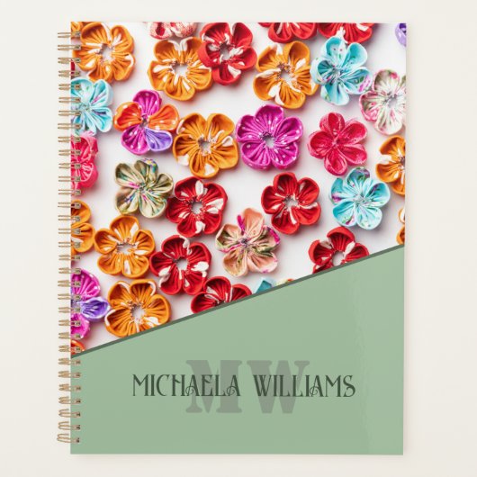 Spring Handmade sewn fabric Flowers Multicolor Planner (Voorkant)