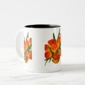 Spring Harmony – Orange & Yellow Tulips Tweekleurige Koffiemok (Voorkant links)
