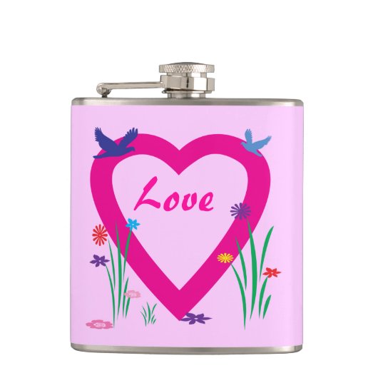 Spring Heart Valentijn Heupfles (Voorkant)