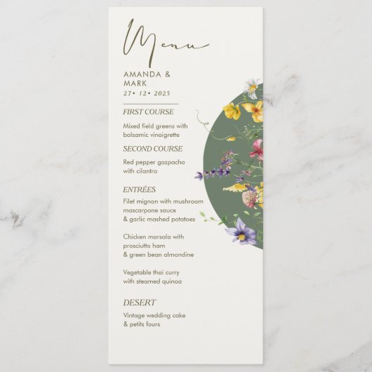 Spring Herfst Boho Wildflower Bloom Whimsical Menu (Voorkant)
