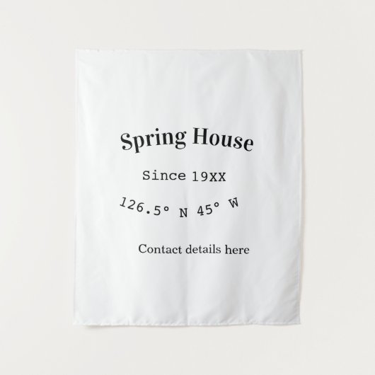 Spring house ets. Date year custom coordinates add Wandkleed (Voorkant)