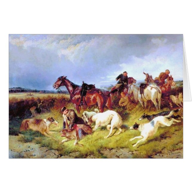 Spring Hunt Borzoi Card (Voorkant Horizontaal)