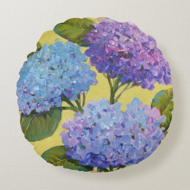 Spring Hydrangeas I Rond Kussen (Voorkant)