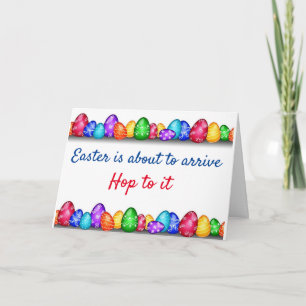 **SPRING IN JE ACTIE** EN HEB EEN "GELUKKIG PASEN" FEESTDAGEN KAART