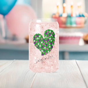 Spring in Love-Tulips(roze, paarse, wit)-Naam Blikvorm Glas