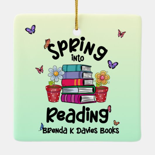 Spring in Reading Brenda K Davies Books Keramisch Ornament (Achterkant)