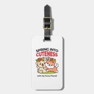 Spring in schattigheid - Schattige hondenillustrat Bagagelabel