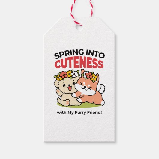 Spring in schattigheid - Schattige hondenillustrat Cadeaulabel (Voorkant)