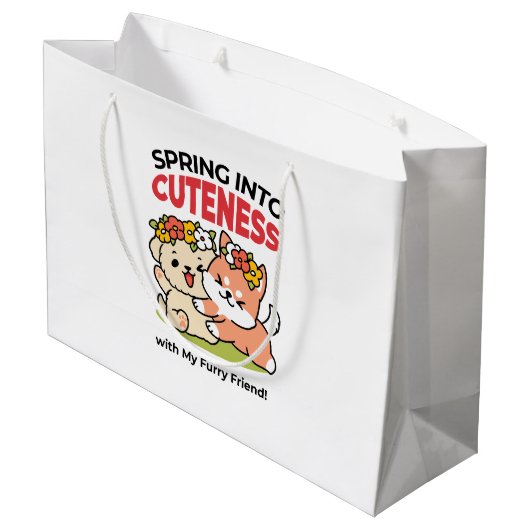 Spring in schattigheid - Schattige hondenillustrat Groot Cadeauzakje (Achterkant Gekanteld)