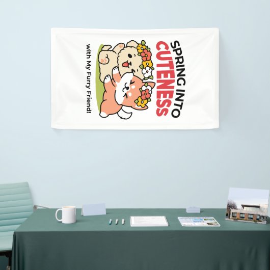 Spring in schattigheid - Schattige hondenillustrat Spandoek (Beurs)