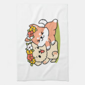 Spring in schattigheid - Schattige hondenillustrat Theedoek (Verticaal)