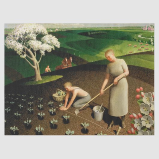 Spring in the Country by Grant Wood Tissuepapier (Voorkant)