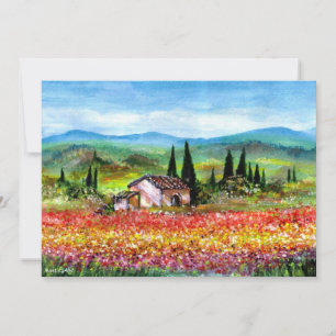 SPRING IN TUSCANY, helder rood roze blauw Kaart