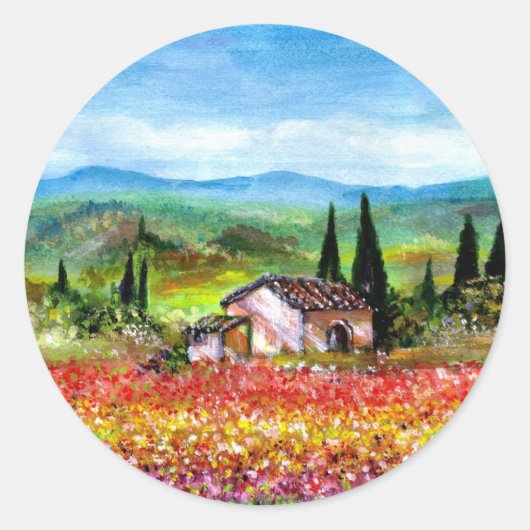 SPRING IN TUSCANY RONDE STICKER (Voorkant)