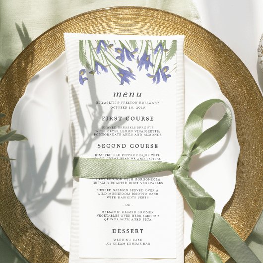 Spring Iris | Carte de menu Mariage Floral Aquarel