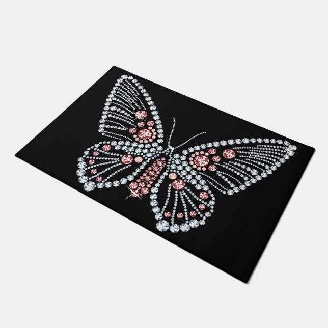 Spring Jeweled Rhinestone Butterfly Deurmat (Schuin)