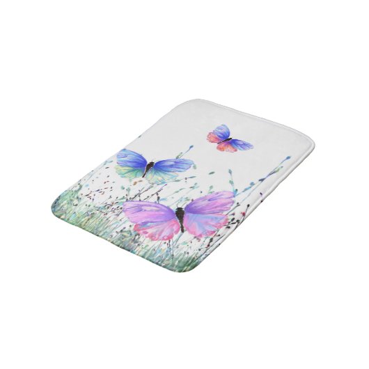 Spring Joy Bath Mat Butterflies vliegend in Natuur (Gekanteld)