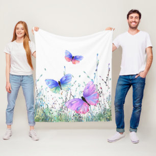 Spring Joy Fleece Blanket Butterflies Flying Deken