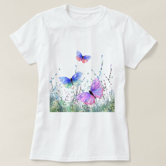 Spring Joy T-Shirt Butterflies vliegen in Natuur (Design voorkant)