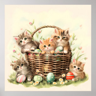 Spring Kitten Paasmand Poster