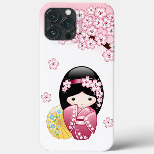 Spring Kokeshi Doll - Cute Japanese Geisha Girl iPhone 13 Pro Max Hoesje
