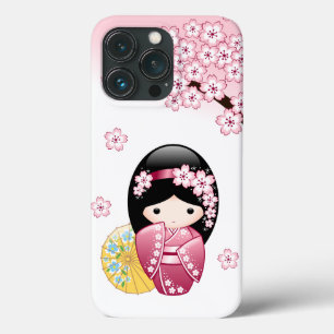 Spring Kokeshi Doll - Cute Japanese Geisha Girl iPhone 13 Pro Hoesje