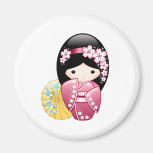 Spring Kokeshi Doll - Cute Japanese Geisha Girl Magneet