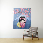 Spring Kokeshi Doll - Cute Japanese Geisha Girl Wandkleed (In situ)