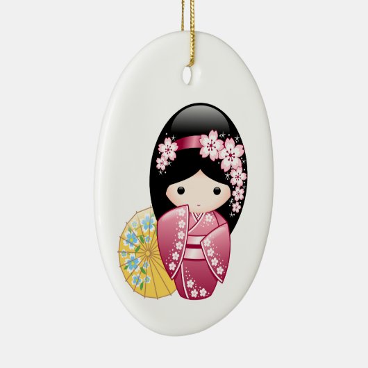 Spring Kokeshi Doll - Cute Japanese Geisha Keramisch Ornament (Rechts)