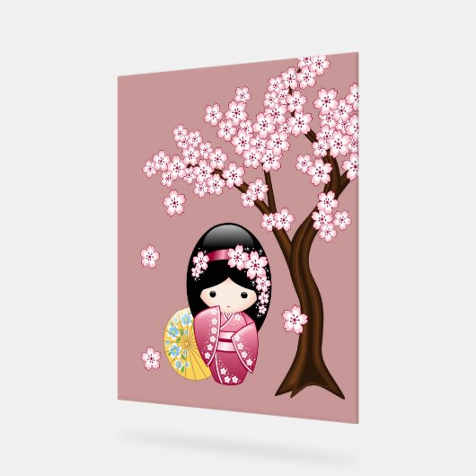 Spring Kokeshi Doll Schattige Japans Geisha Meisje Acryl Bord (Hoek)
