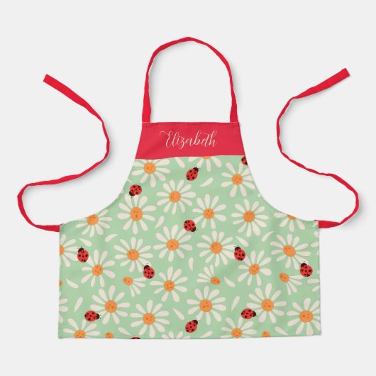 Spring Ladybugs and Daisies Personalized Kids Schort (Voorkant)