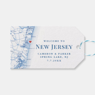 Spring Lake New Jersey Kaart Elegant Trouwgunst Cadeaulabel