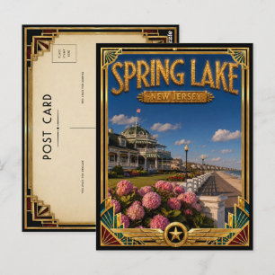 Spring Lake New Jersey Vintage Art Deco Gouden Tij Briefkaart