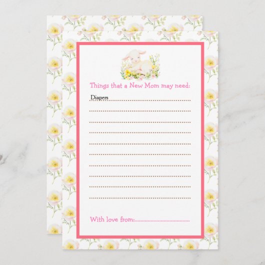 Spring Lamb Baby shower Kaart (Voorkant / Achterkant)