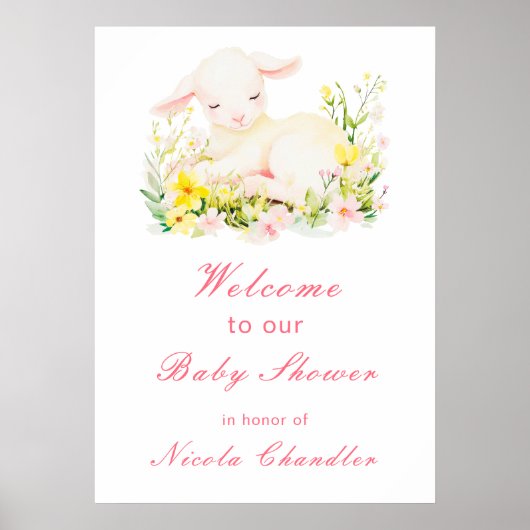 Spring Lamb Baby shower Poster (Voorkant)