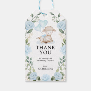 Spring Lamb Blue Floral Baby shower Birthday Cadeaulabel