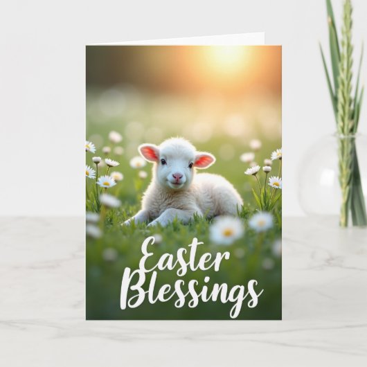 Spring Lamb Easter Blessings Card Kaart (Voorkant)