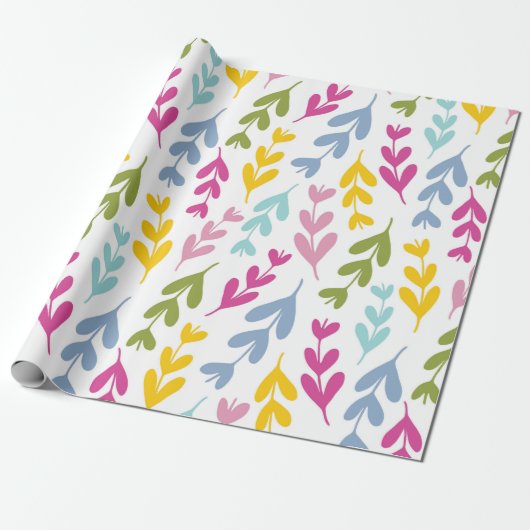 Spring Leaves Gift Wrap Cadeaupapier (Uitgerold)