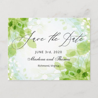 Spring Leaves Waterverf Wedding Save the Date Aankondigingskaart
