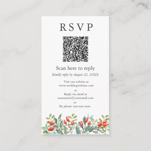 Spring Leaves Wedding QR RSVP Informatiekaartje (Voorkant)