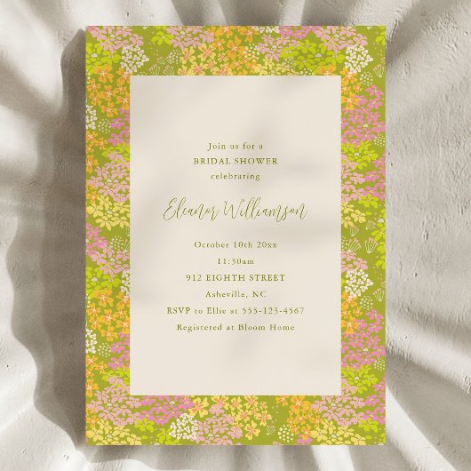 Spring Lime Green Floral Bridal Shower Invitation