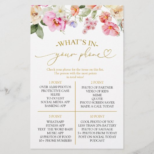 Spring Love In Bloom What's In Your Phone Game (Voorkant)