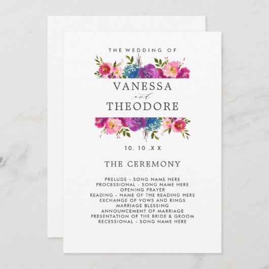 Spring Lush Bouquet Wedding Ceremony Program Kaart (Voorkant / Achterkant)