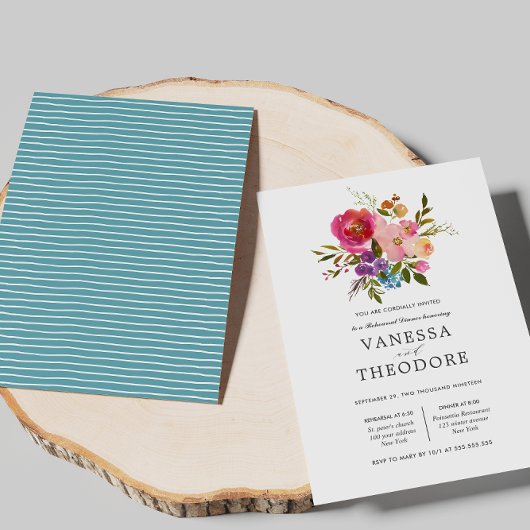 Spring Lush Bouquet Wedding Rehearsal Kaart